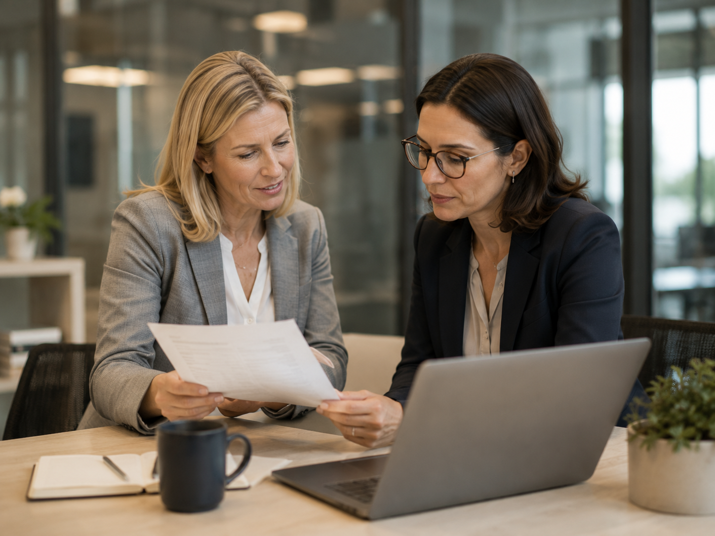Marketer and compliance partner collaboratively reviewing a campaign