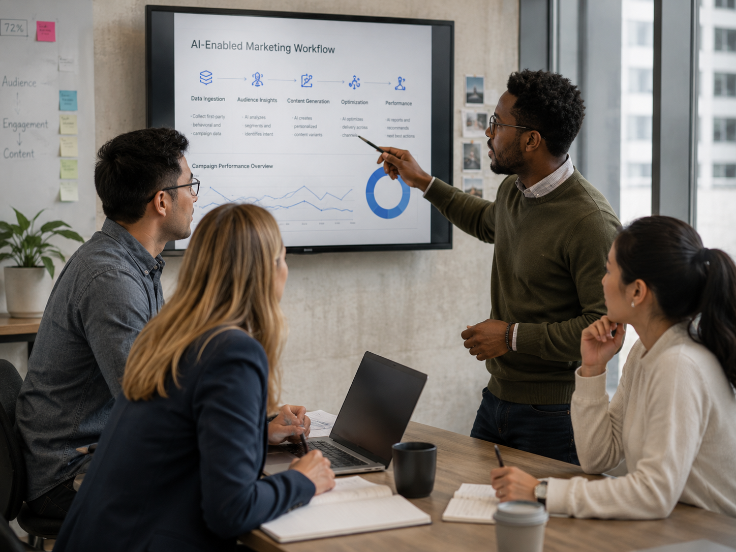 Team collaboratively learning an AI-enabled marketing workflow